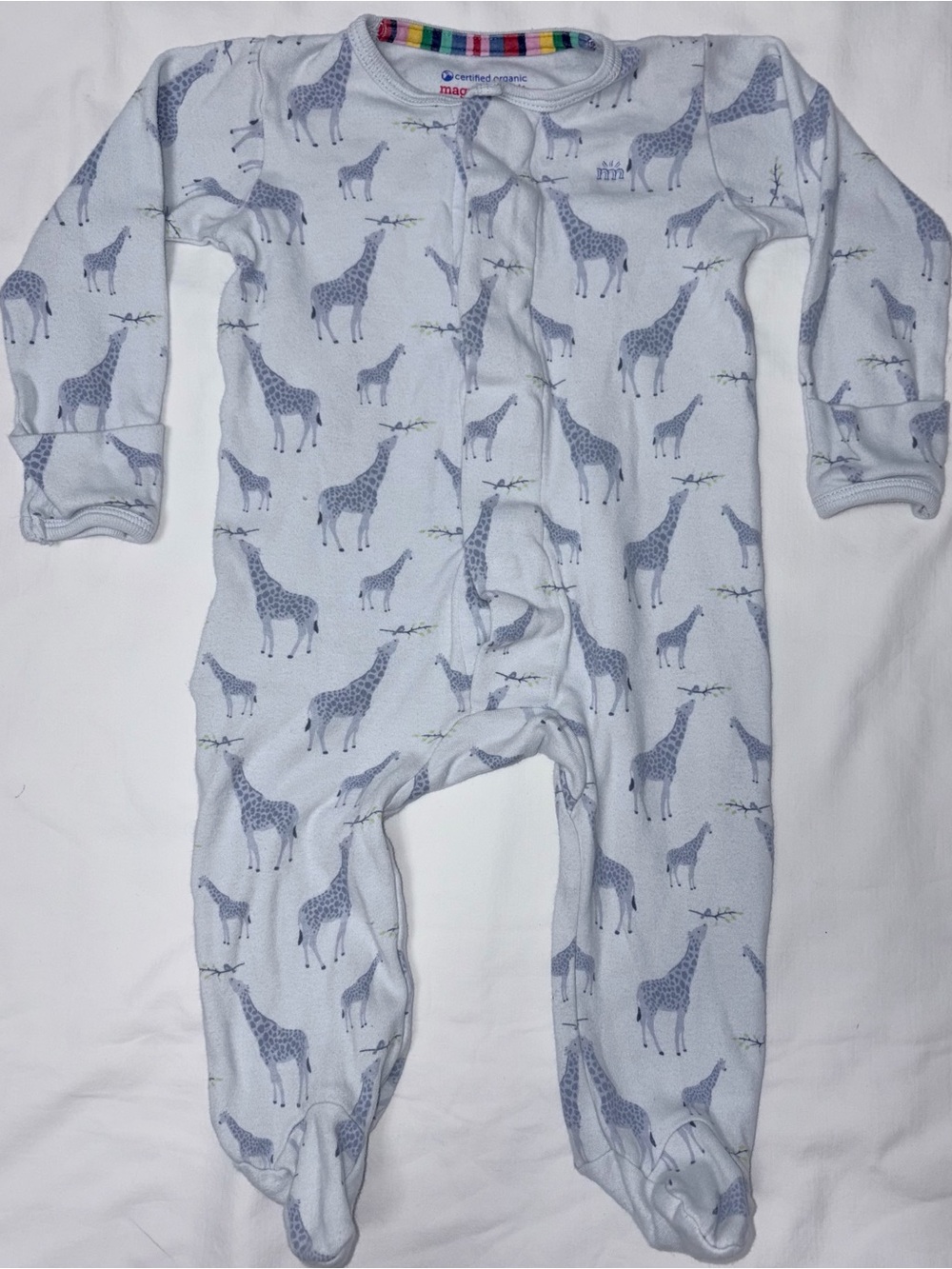 Magnetic Me organic cotton giraffe print sleeper sz 3-6 months EUC